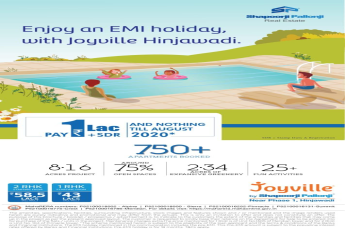 Pay Rs 1 Lac + SDR & nothing till August 2020 at Shapoorji Pallonji Joyville in Hinjawadi, Pune